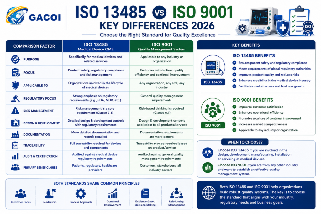 ISO 13485 vs ISO 9001