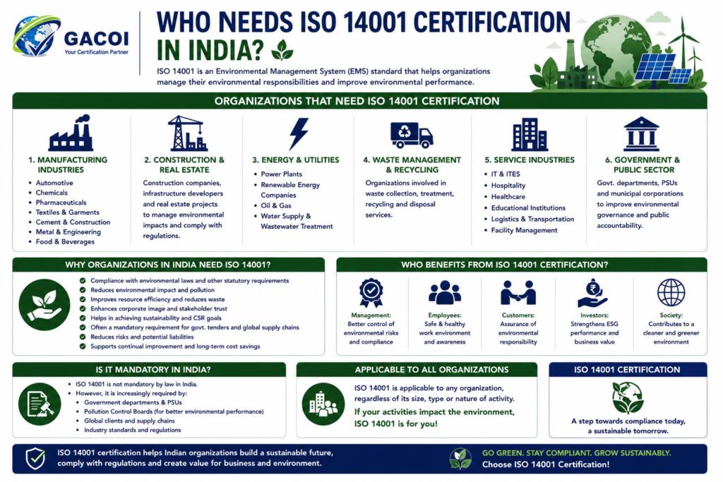 Who needs ISO 14001 certification in India